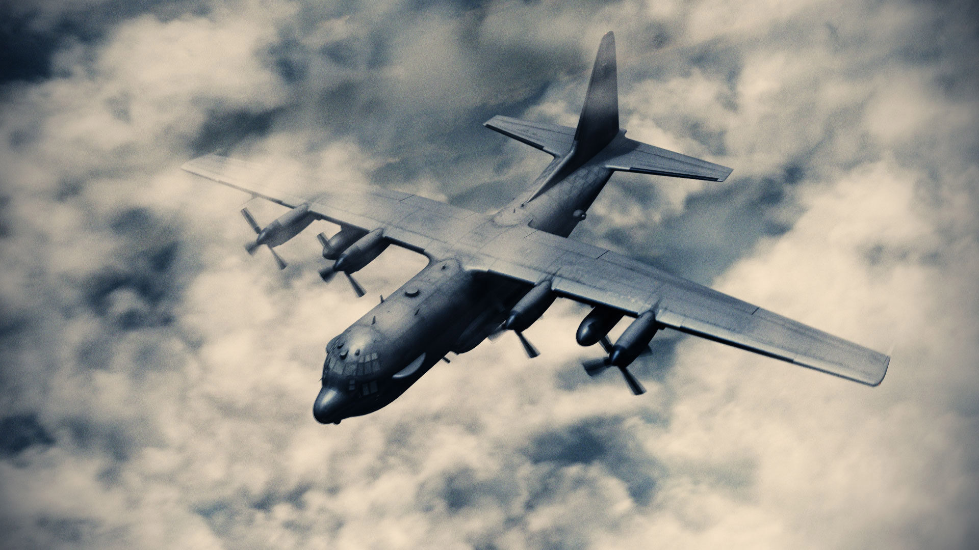 3D AC130 Bomber plane model VFX - HitFilm Update