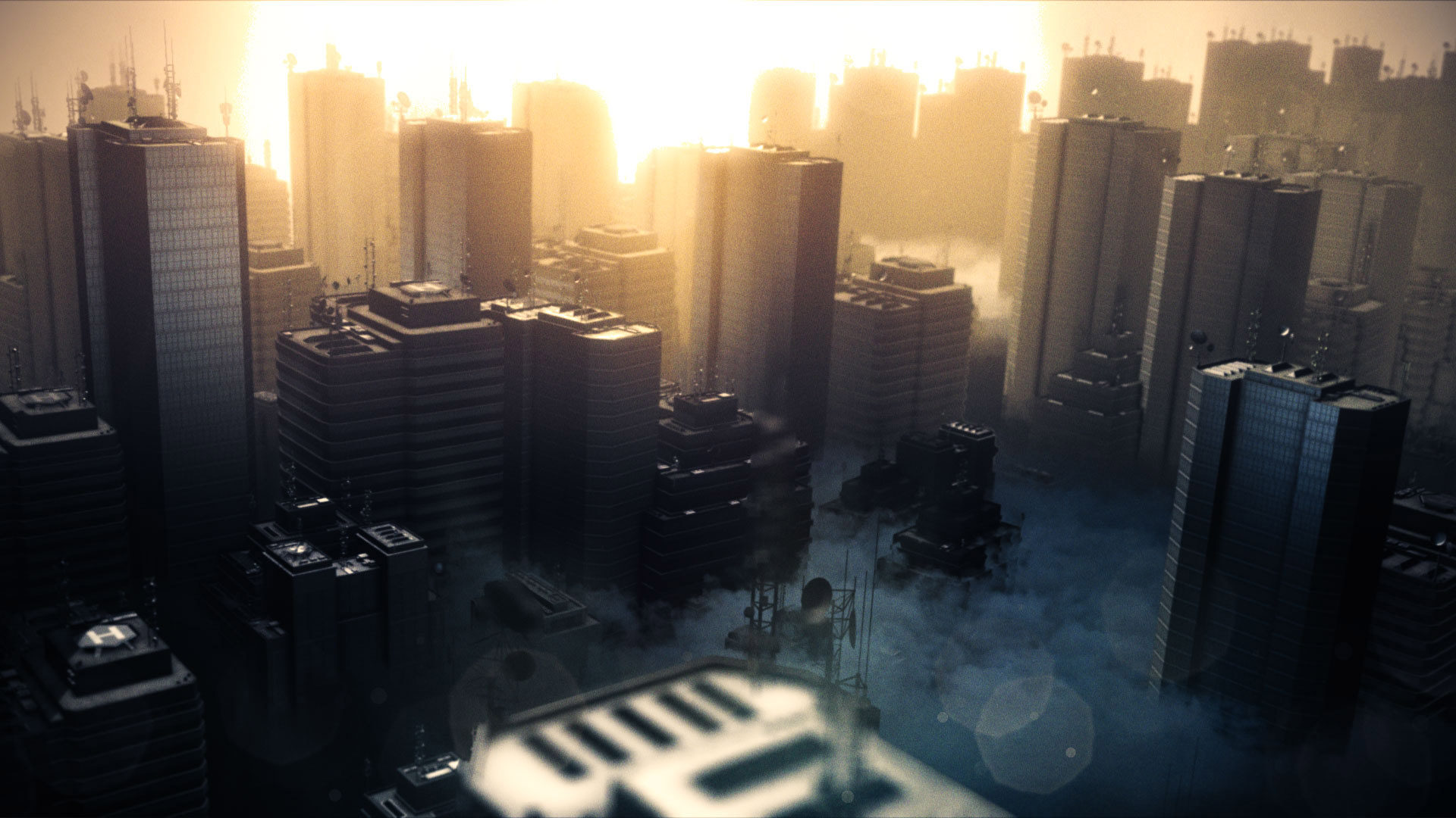 Dusty city generated with 3D particle simulator FXhome HitFilm Pro
