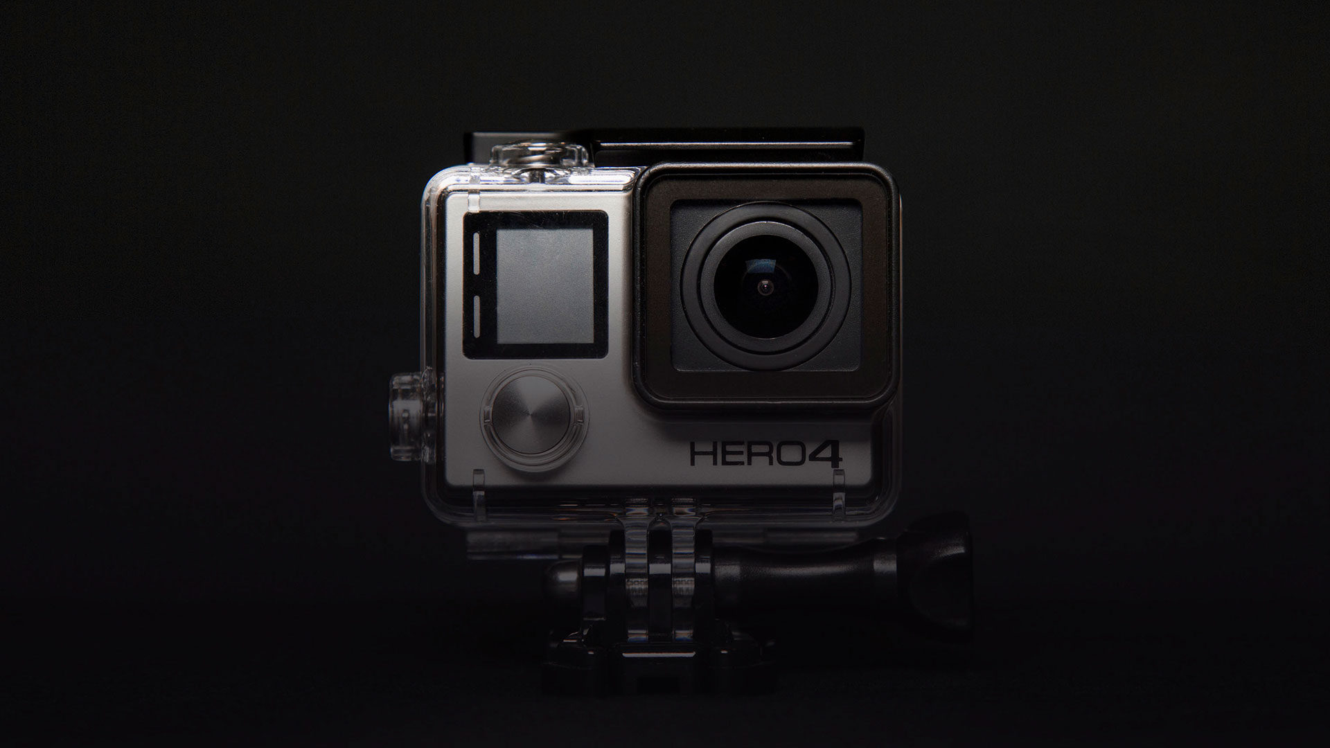 GoPro camera on black background