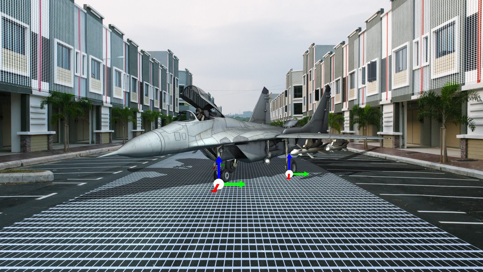 3D model Jet on 3D tracked environment using CamTrackAR 3D tracking app for iOS