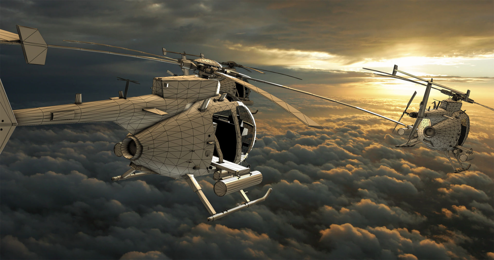 3D littlebird helicopter composite wireframe - visual effects tips for shooting realistic shots