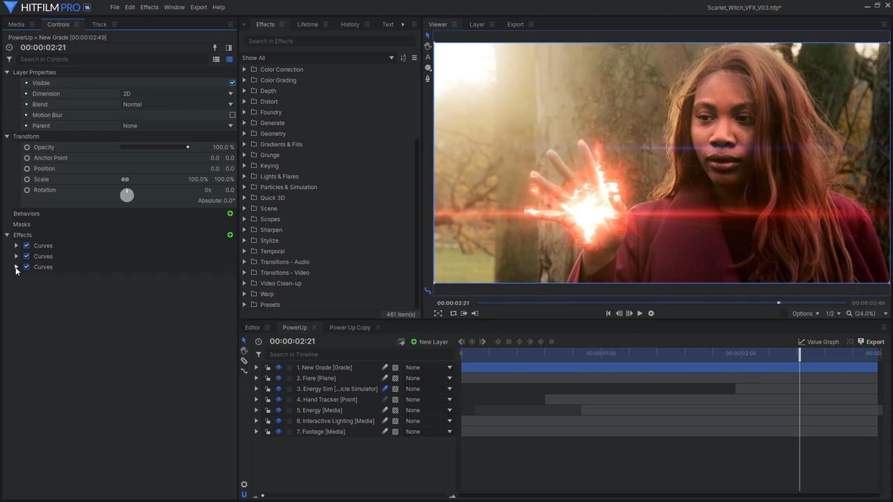 Adding flares to magic effects in HitFilm Pro