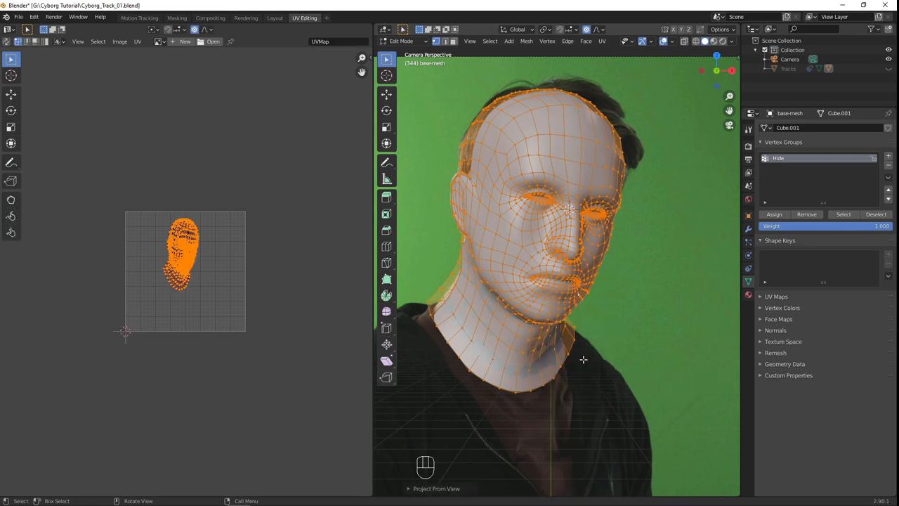 How to create Cyborg Visual Effects Inserting head model