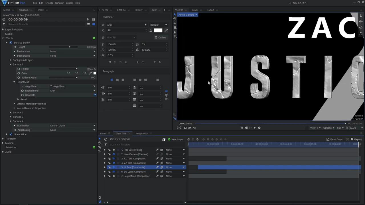 How to recreate the Justice League title sequence - Adding text texture with Surfaced Studio effect