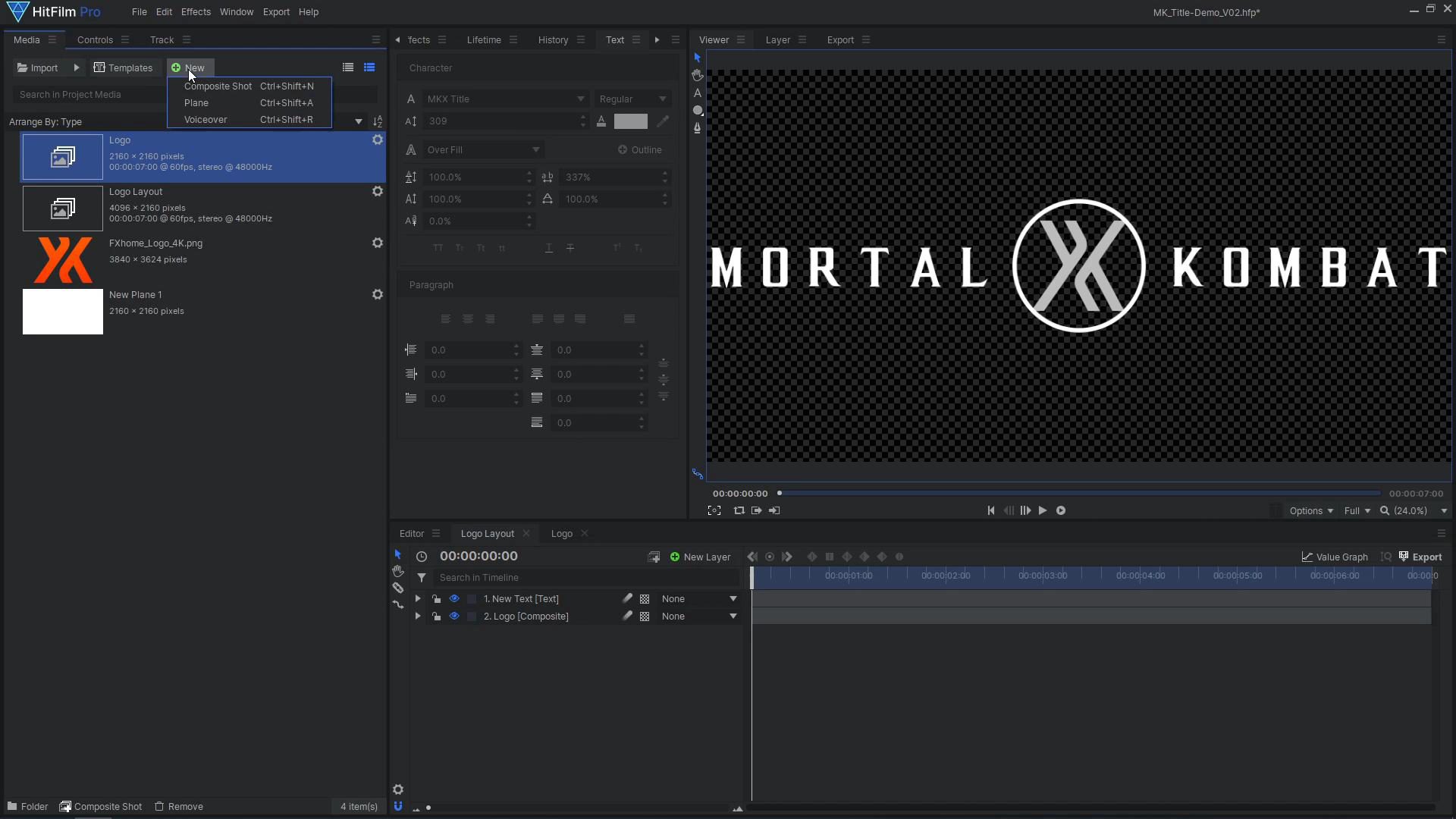 How to create a cinematic Mortal Kombat-style animated title - adding logo