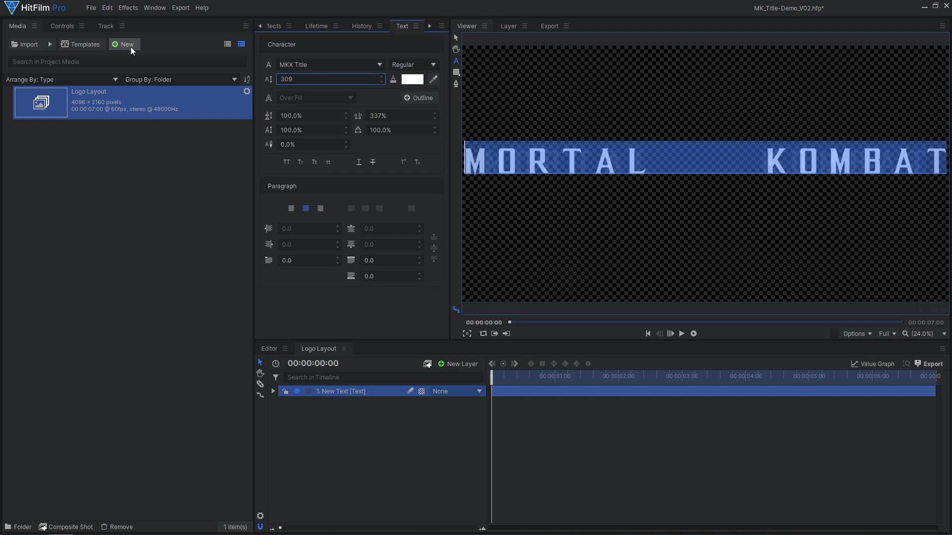 How to create a cinematic Mortal Kombat-style animated title - Text layout