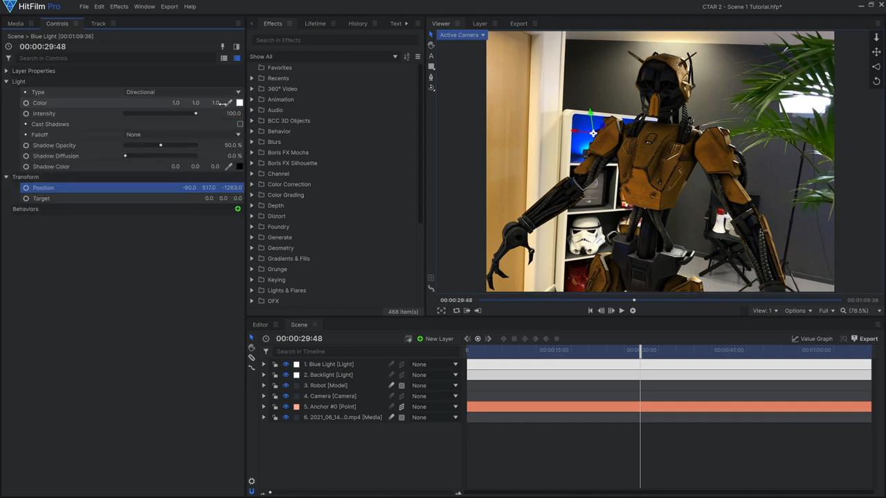 How to composite CamTrackAR tracked footage in HitFilm - altering the 3D model's appearance