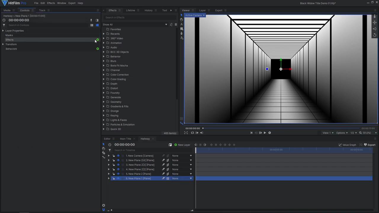 How to create an epic Black Widow inspired title sequence - creating the hallway using planes