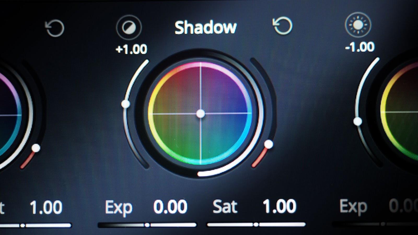 Color grading wheel from editing software
