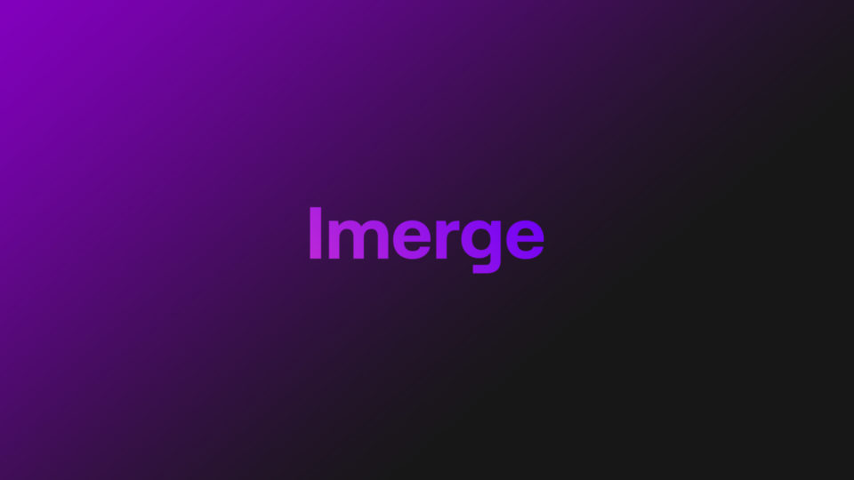 Imerge logo on purple background